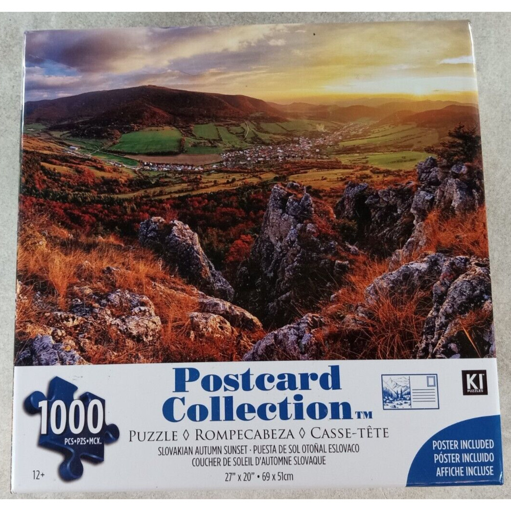 Autumn Sunset 1000 Piece Jigsaw Puzzle Postcard Collection With Poster